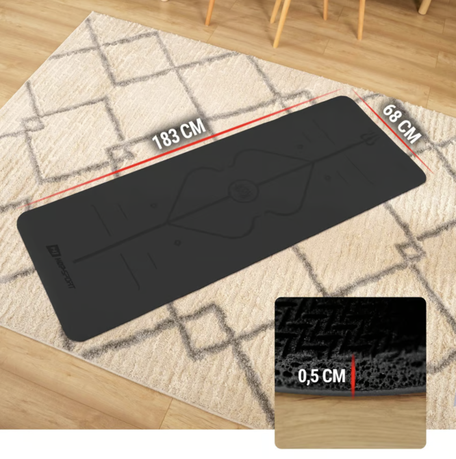 Йога-мат Hop-Sport PU 0,5см 183 x 68см HS-P005GM чорний Київ - фото 7