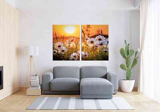 Модульная картина в гостиную / спальню  Ромашки TLV-2_003 Київ