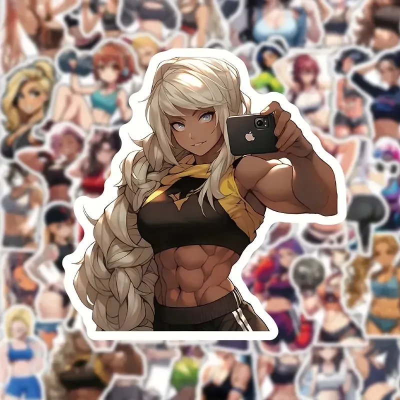 Набор стикеров 50 штук фитнес девушки ПВХ для декора ноутбука телефона блокнота Киев - изображение 4