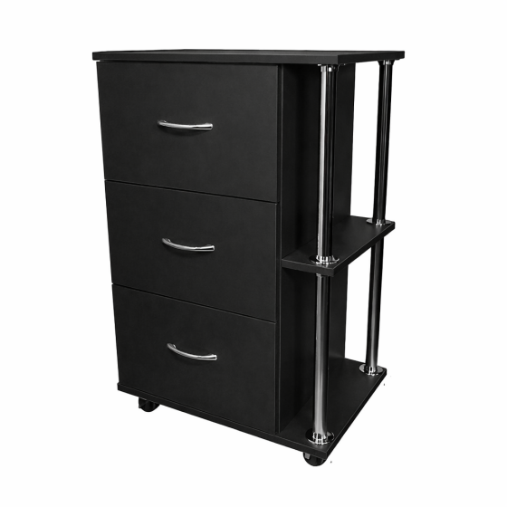 Тумба косметологическая на 3 ящика UK-06 (металлические колеса) Черный Киев