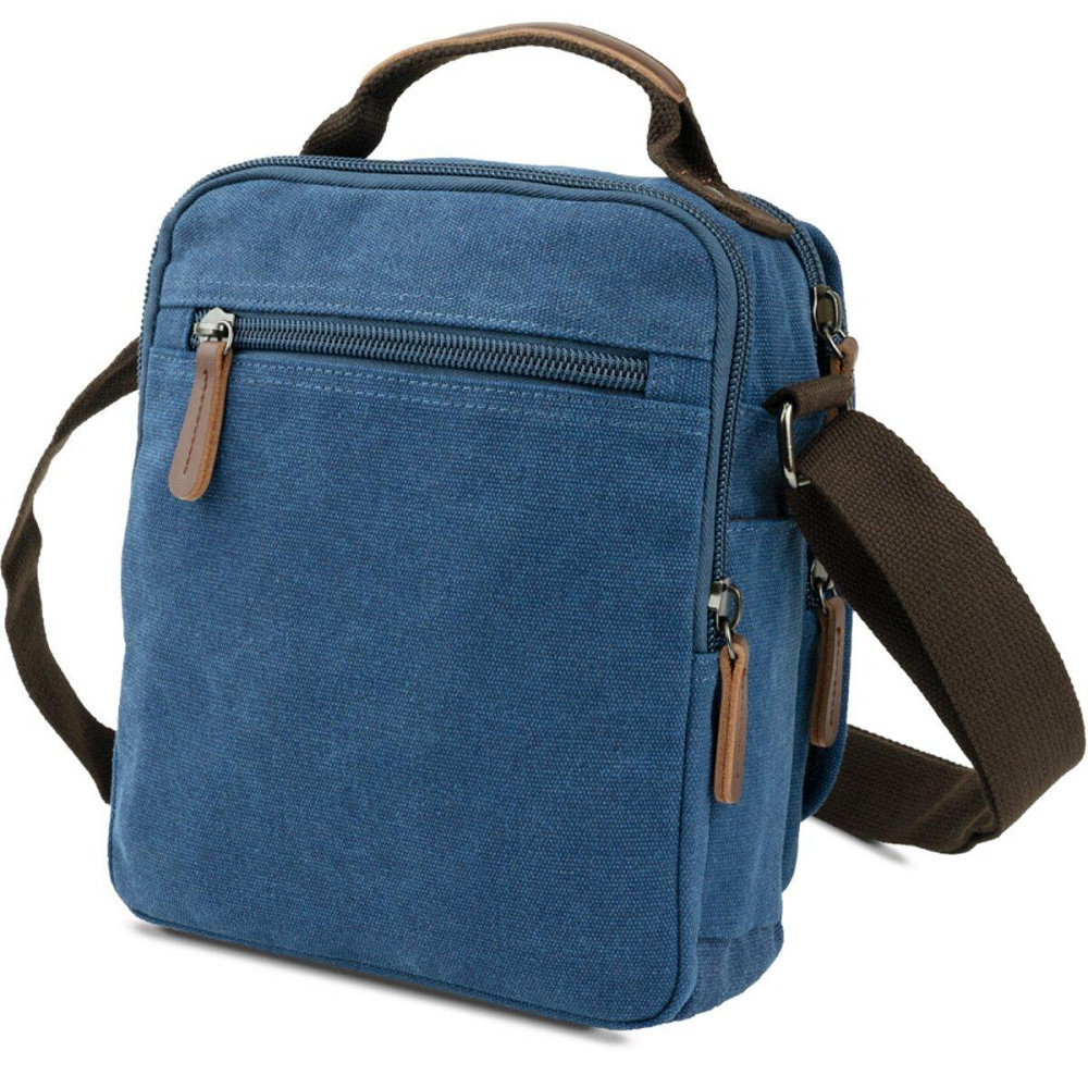 Универсальная текстильная мужская сумка на два отделения Синяя (Vintage) Киев - изображение 6