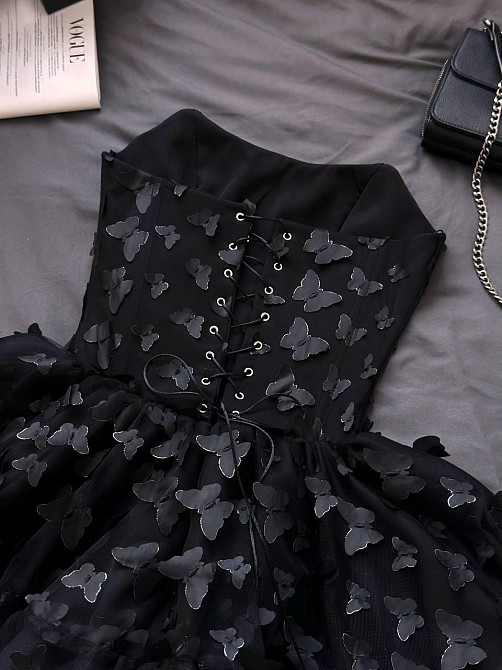 Жіноча романтична приваблива міні-сукня костюмна+фатін метелики(на підкладці) Одеса - фото 5