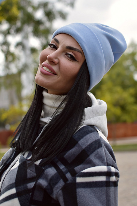 Женская зимняя шапка на флисе Голубой Киев - изображение 1