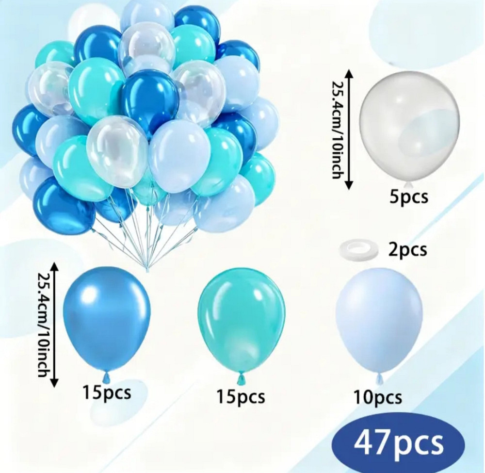 Набор шариков 47шт бирюзово-голубой Киев - изображение 2