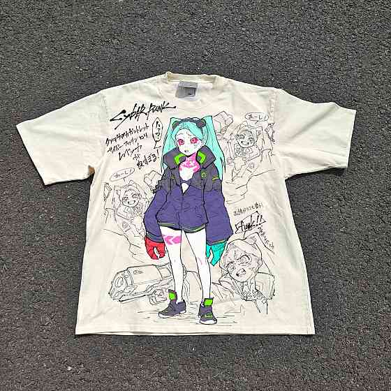 Футболка для хлопчика з принтом аніме Аніме Кйберпунк Едгеруннерс Ребекка оверсайз (зріст від 165 до 180) Чорний Дніпро