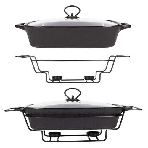 Марміт прямокутний 2,5л 43*24,5*11см скляна кришка + метал.підставка чорний 6428 KAMILLE Житомир - фото 7