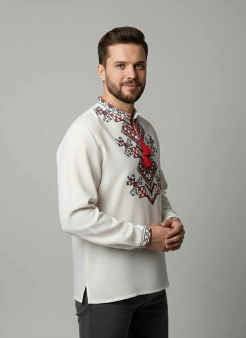 Лляна чоловіча вишиванка орнаментом Дерево життя Київ - фото 2