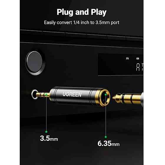 Перехідник UGREEN AV168 3.5mm Male to 6.35mm Female Adapter 1pcs(UGR-60711) (UGR-60711) Киев