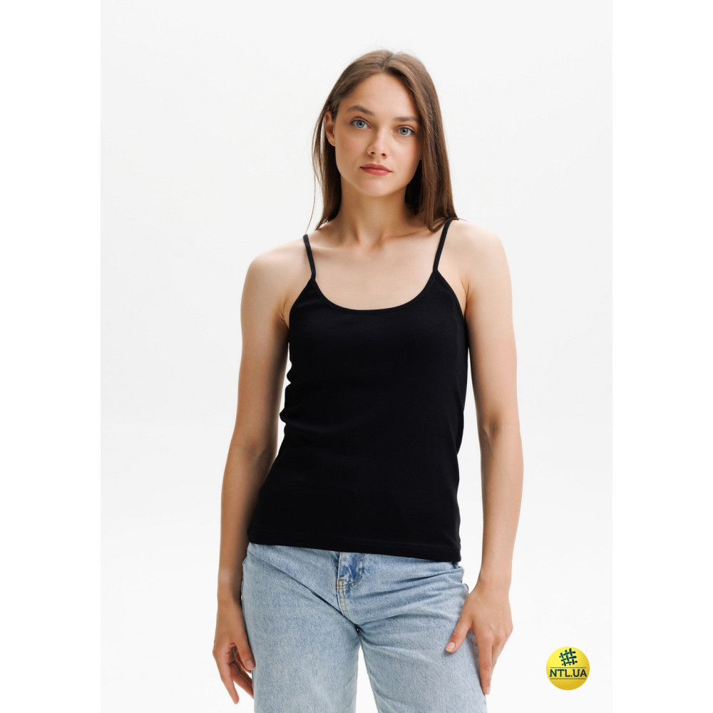 Базова однотонна жіноча майка з бавовни на тонких бретелях Наталюкс 21-2101 XXL Київ - фото 6