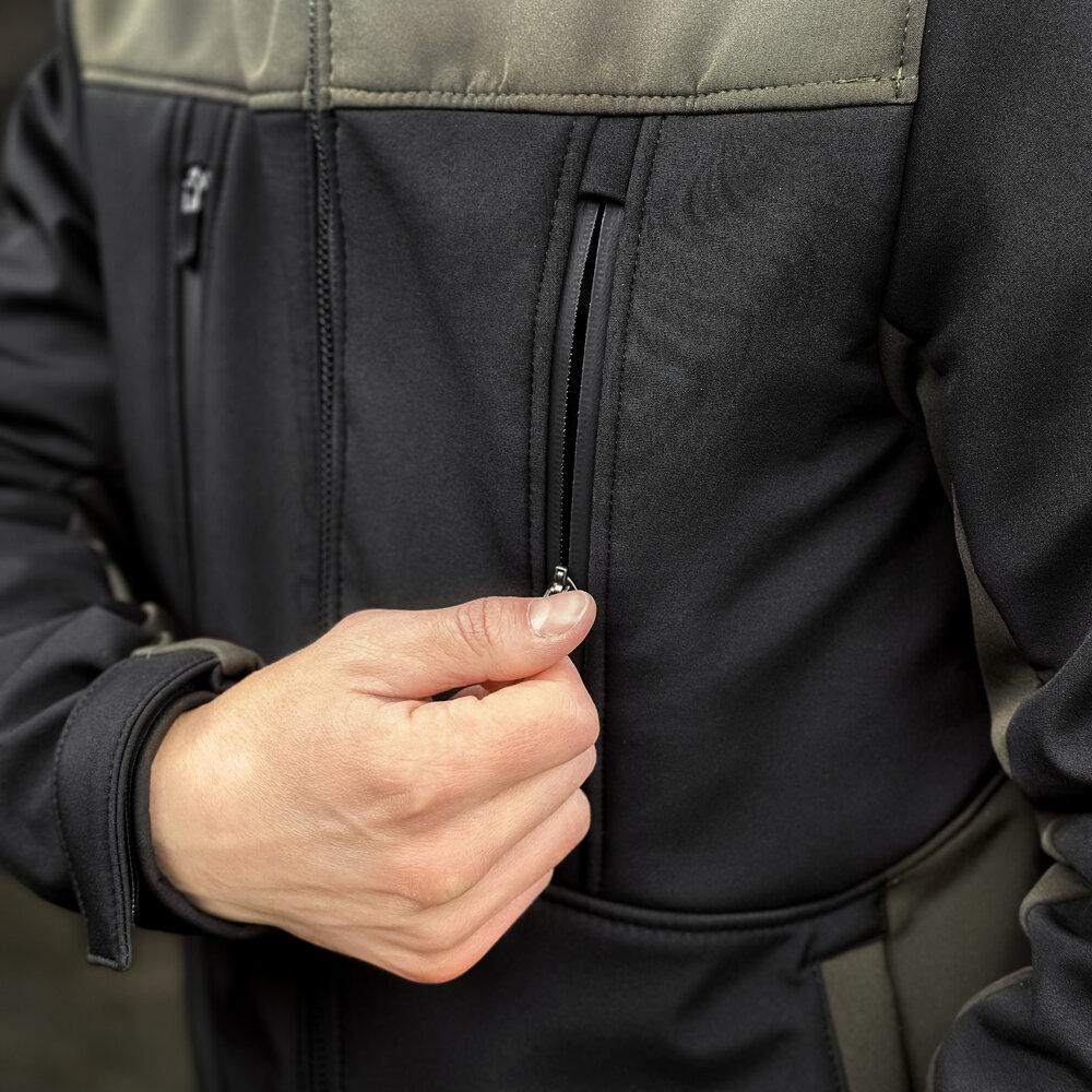 Софтшелл куртка мужская 3XL черный с хаки Pobedov Setup Киев - изображение 8