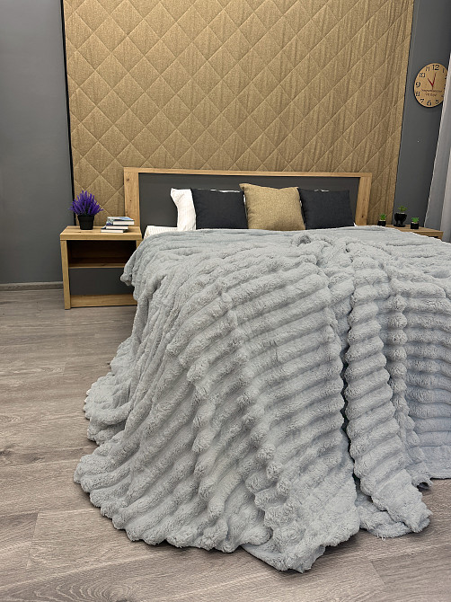 Плед-покривало смужка Шарпей 220х220 см (+-5см) Сірий (87-031) Київ - фото 5