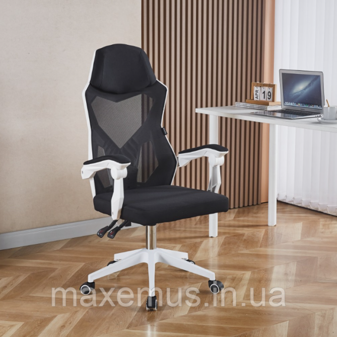 Геймерское кресло Bonro B057 белое из ткани компьютерное игровое кресло для ПК и приставки Мостиска - изображение 11