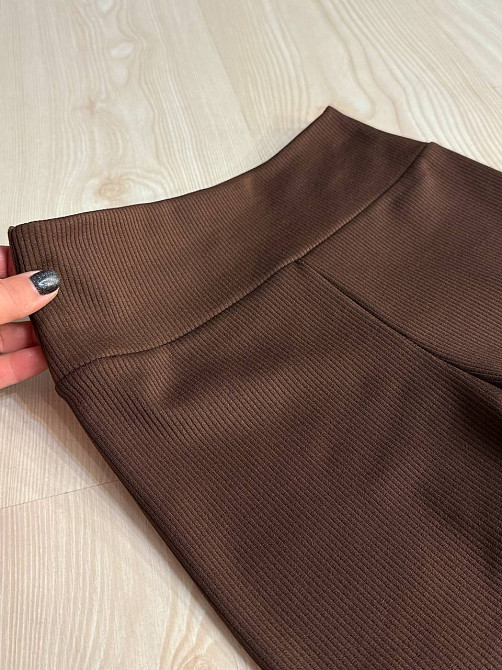 Лосини жіночі Cosmos 826 утеплені в рубчик на флісі з широким поясом коричневі, коричневий, XL Київ - фото 3