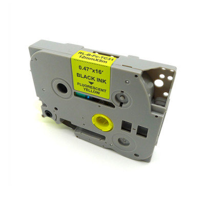 Стрічка для принтера етикеток UKRMARK RL-B-Fc-TC31P-BK/YE, аналог TZEC31. флуоресцентна. 12 мм х 5 (900230) Вінниця - фото 1