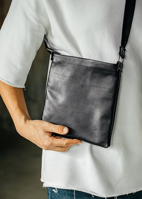 Мужская кожаная сумка из натуральной кожи, черная сумка через плечо, вместительная качественнаяMasterSem Киев - изображение 4