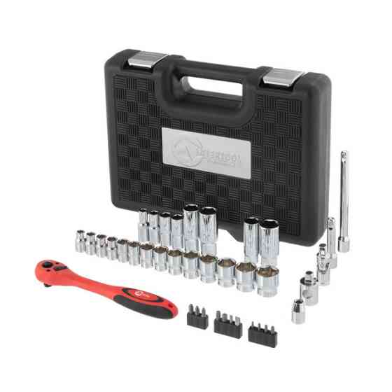 Набір інструментів, проф., 3/8", Cr-V, 39 од., головки: 8-22 мм, біти 11 од., кейс INTERTOOL ET-6039 Київ