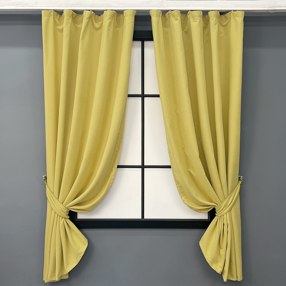 Комплект коротких штор VR-Textil Нубук однотонний № 1520ш Світло-золотистий 130х170 см 2 шт (35-0416) Київ - фото 1