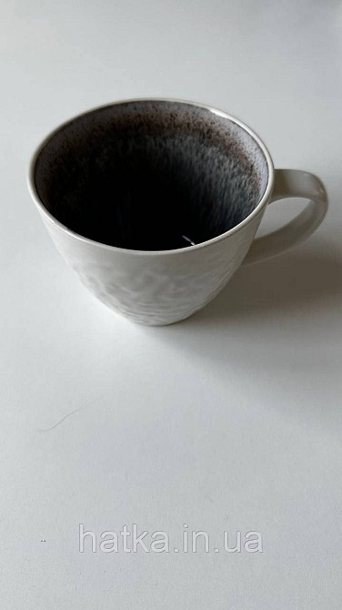 Чашка Olens "Інтерстелар" 400 мл кераміка біла з чорним для дому кафе та ресторану Київ - фото 3