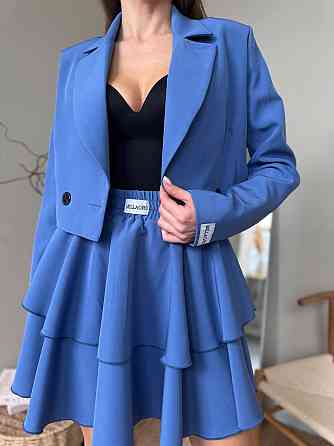 Женский стильный костюм двойка: пиджак и юбка креп-костюмка + подкладка Одесса