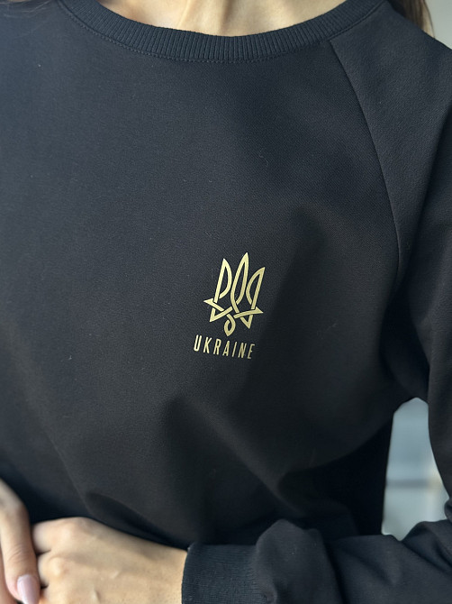 Світшот жіночий з принтом тризуб Чорний 50/52 Харків - фото 5