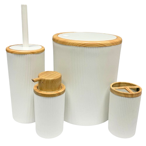 Набір для ванної кімнати 5в1 (мильниця/стакан для зуб.щіток/диспенсер/відро для сміття/йоржик для унітазу) білий Aura Євроголд Житомир - фото 2