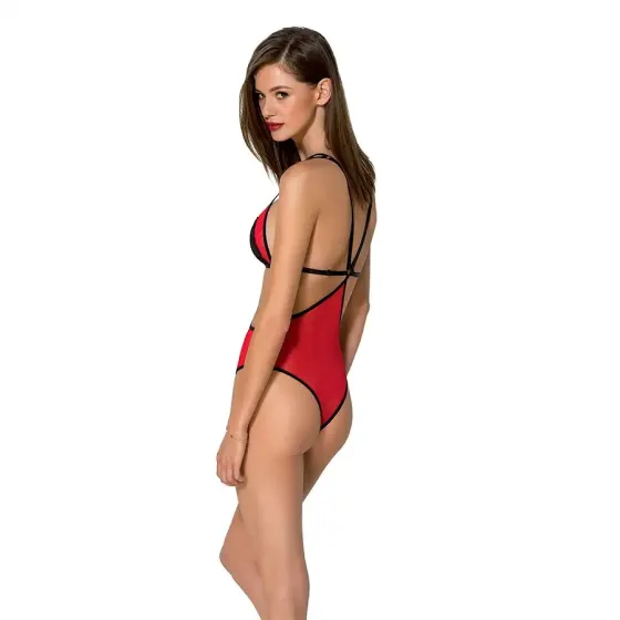 Напівпрозоре боді з мереживом Passion PEONIA BODY L/XL red Львов