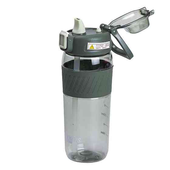 Пляшка для води 600 мл пляшка в школу для тренувань із трубочкою та ручкою 22 см Зелена HP-14-42GR Київ