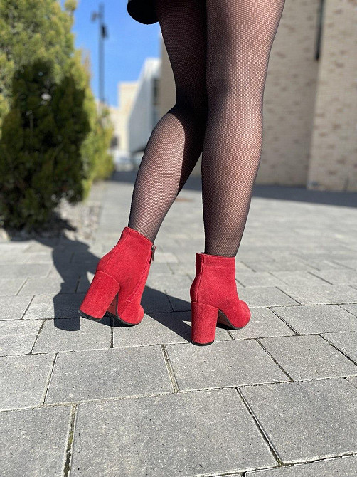 Nivelle Черевики жіночі NIVELLE червоні натуральна замша каблук 9см висота 10см 37р (5341) Коломия - фото 4