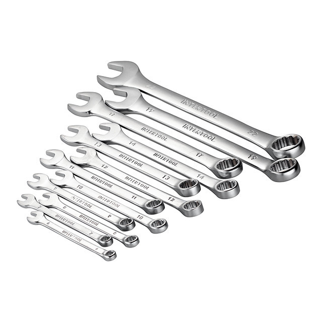 Набір ключів комбінованих, 12 шт., 6-22 мм, Cr-V INTERTOOL HT-1203 Київ - фото 3