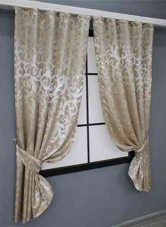 Комплект коротких штор VR-Textil жакард Вензель №416ш 130х170 см 2 шт Бежевий (35-0041) Київ