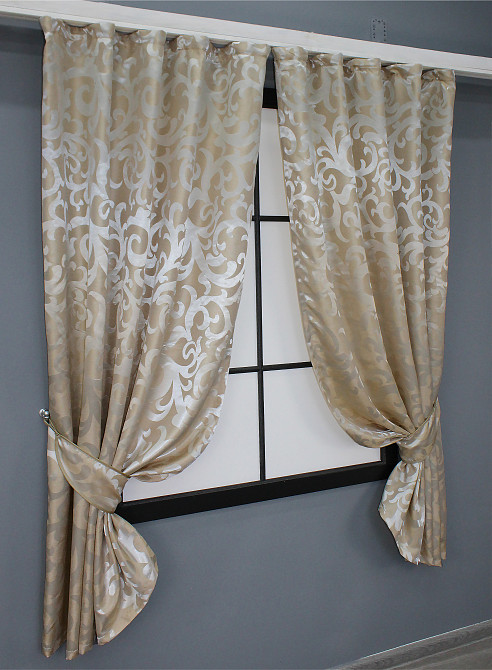 Комплект коротких штор VR-Textil жакард Вензель №416ш 130х170 см 2 шт Бежевий (35-0041) Київ - фото 2