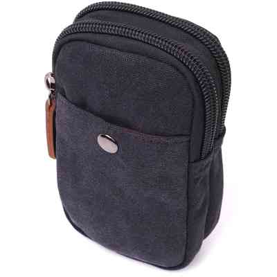 Сумка Vintage Чохол на пояс з металевим карабіном з текстилю Чорна (22223) Вінниця