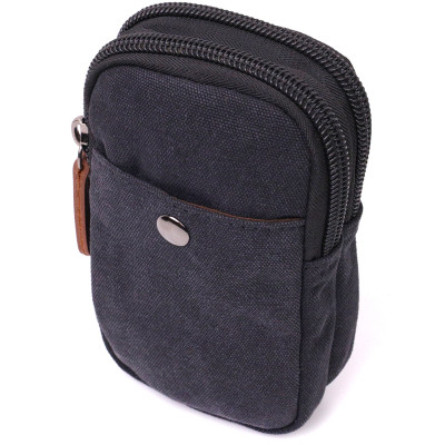 Сумка Vintage Чохол на пояс з металевим карабіном з текстилю Чорна (22223) Вінниця - фото 1