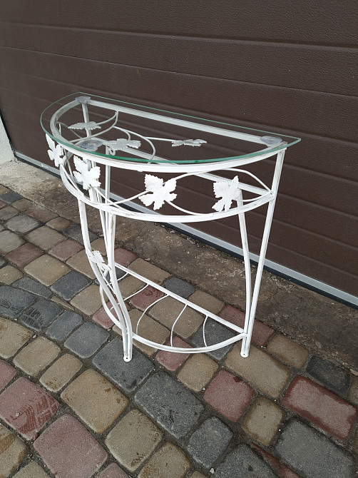 Столик кованый пристенный маленький M-048 Бежевый Киев - изображение 2