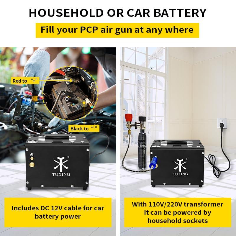 Электрический PCP компрессор Tuxing TXET061, 300 Бар, 220В/12В, 300Вт для пневматики и баллонов Киев - изображение 4