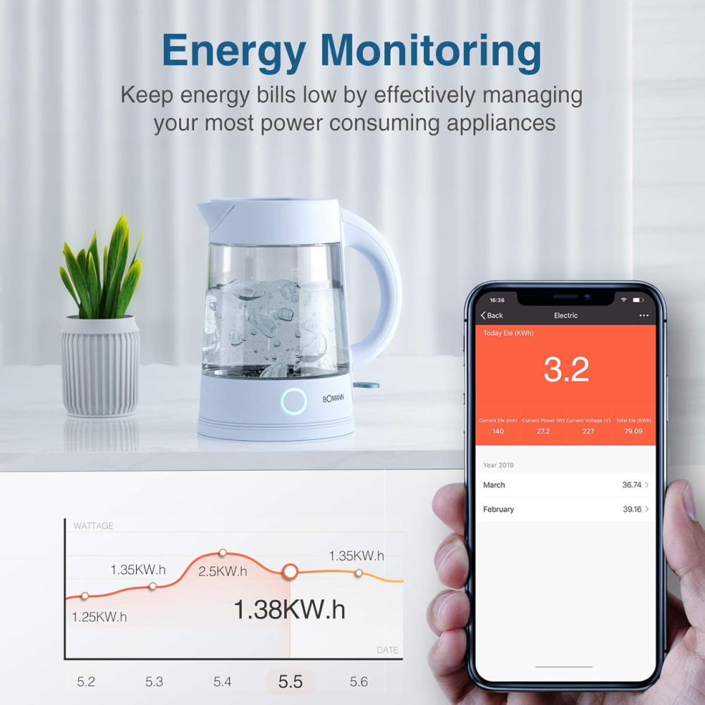 Розумна Wi-Fi розетка з енергомоніторингом (2 шт.), керування Alexa/Google Home, таймер та розклад Київ - фото 7