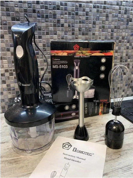 Занурювальний блендер 3 в 1 Domotec MS-5103 потужністю 500 Вт - кухонний подрібнювач і вінчик 4877 PT Одеса - фото 9