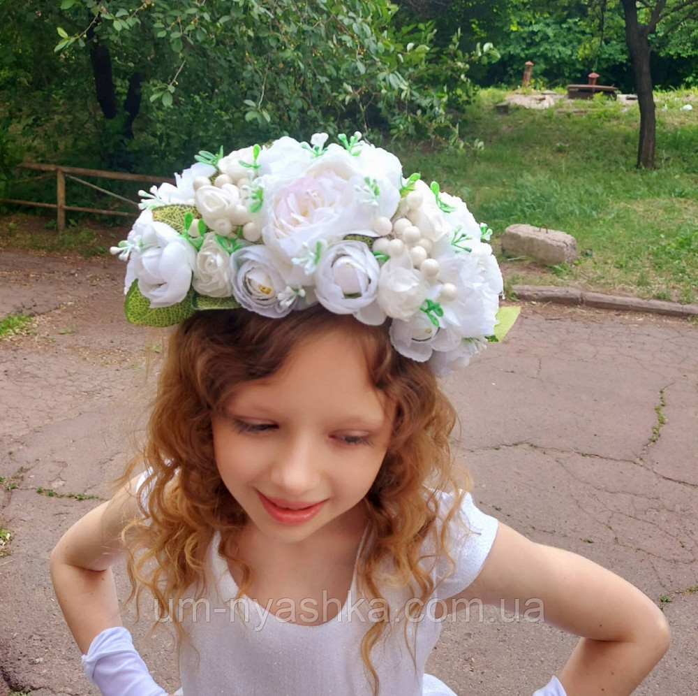 Ободок обруч с цветами Пионы большой белый Кривой Рог - изображение 1