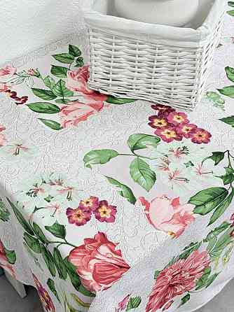 Ecotton Скатертина Ecotton 150х220 см бавовняна з рогожки рожева 29033/2 Літній букет Коломия