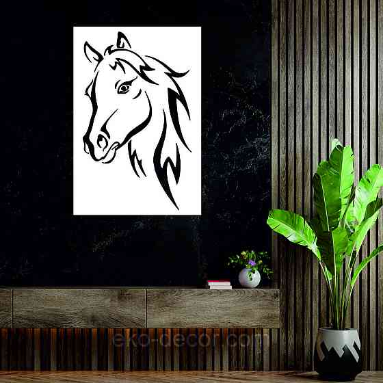 Декоративное настенное Панно «Лошадь», Декор на стену 70*47 см, Белый Киев