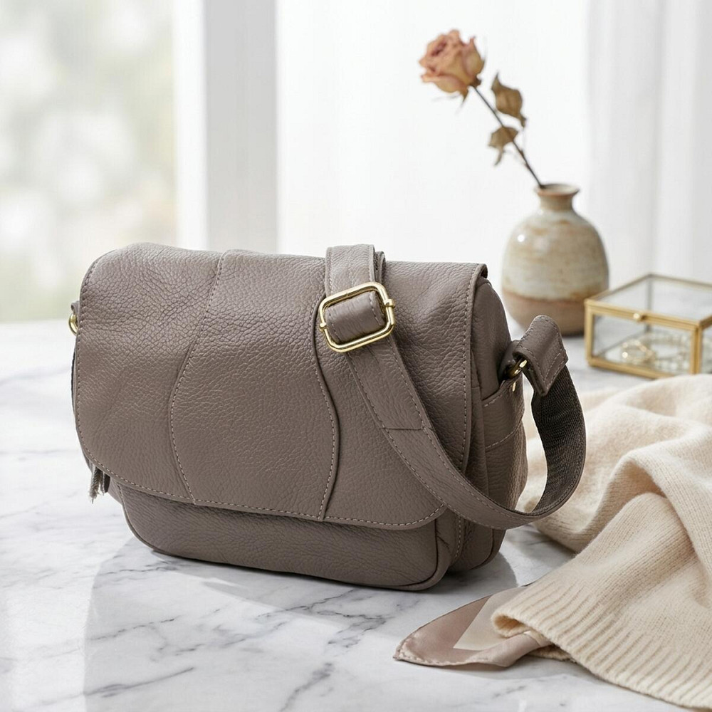 Сумка з натуральної шкіри для стильних жінок Vintage 22974 Сірий Київ - фото 11