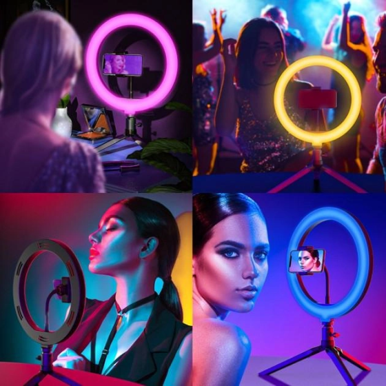 Светодиодная кольцевая лампа MJJ-36см USB LED RGB с держателем для телефона Винница
