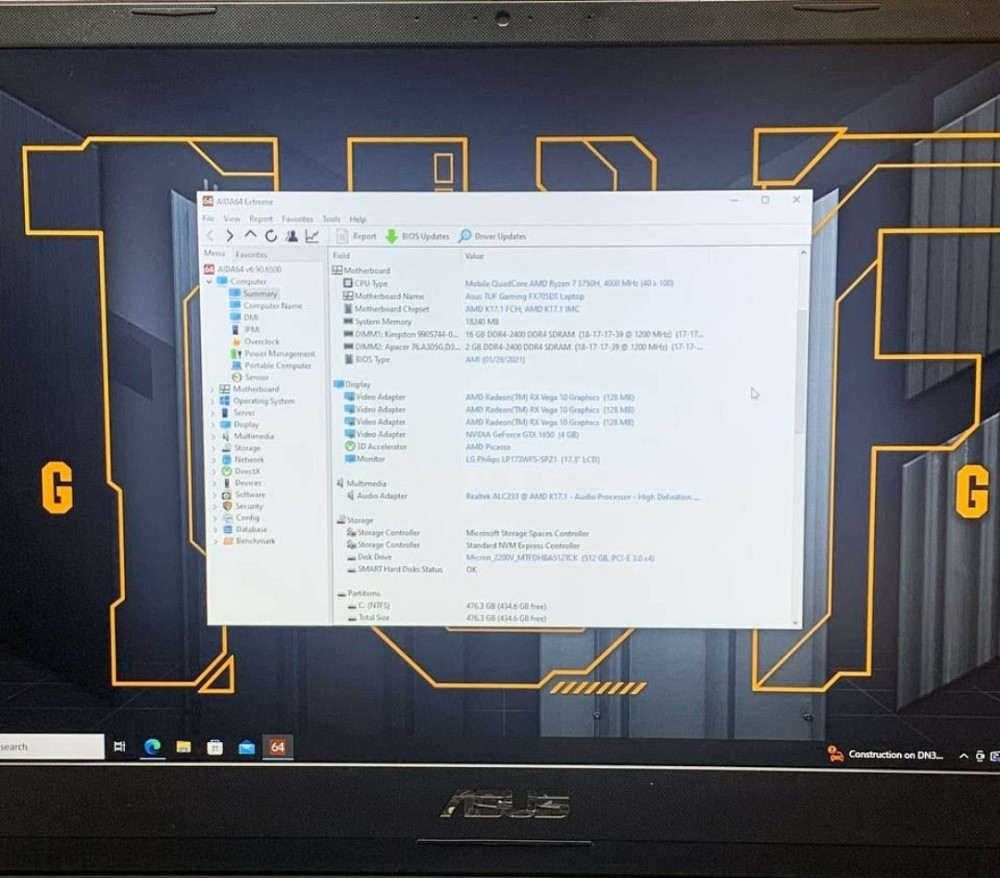 Ігровий Ноутбук ASUS TUF Gaming F705 DT 17"/GTX1650/ssd 512/16Gb Київ - фото 7