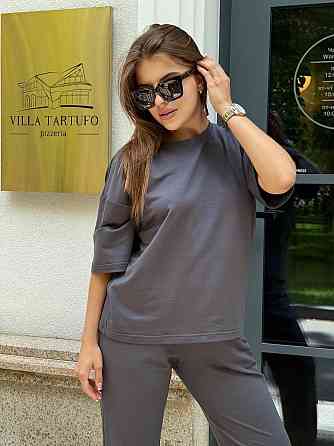 Спортивный костюм женский футболка и штаны джогеры Графитовый M-L Харьков