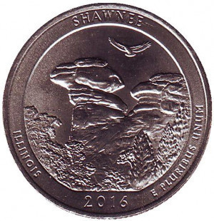 Національний ліс Шоуні. Парк № 31. Монета 25 центів (Р). 2016 рік, США. Полтава - фото 1