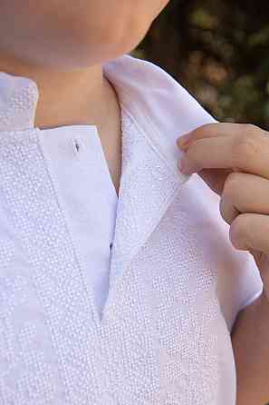 Вышиванка для мальчиков с коротким рукавом, льняная, белая топ Киев