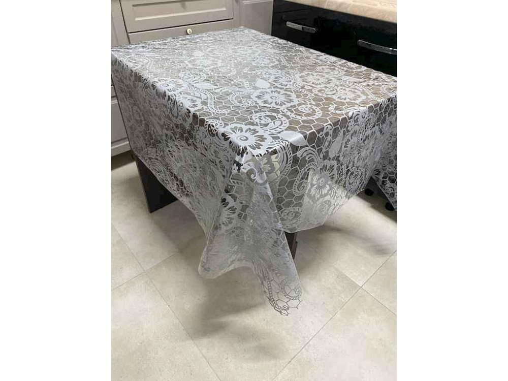 Клейонка LACE 1,35м х 22м ПВХ, ажурна Сота срібло ТМ SELENA Київ - фото 1