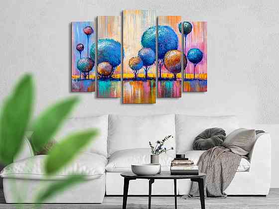 Модульна картина у вітальню / спальню Живопис Барвисті Дерева Art-401_5 ( 80х118см ) Київ