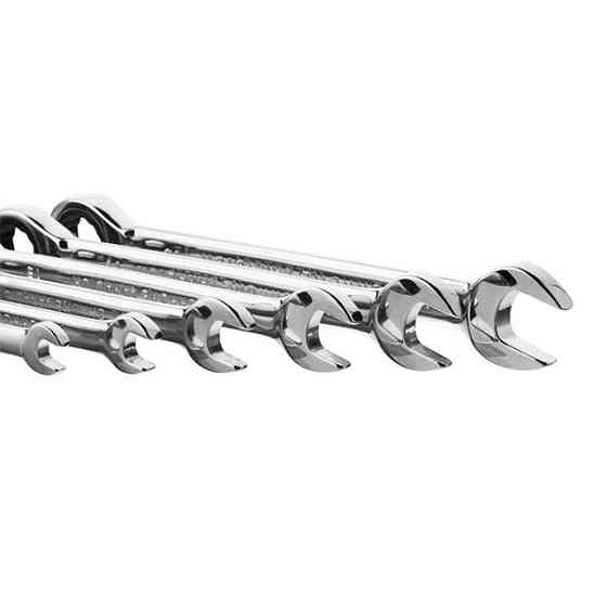 Набір ключів комбінованих, з тріскачкою, 6 шт., 8-19 мм, Cr-V, професійний, DIN3113 INTERTOOL XT-1302 Киев