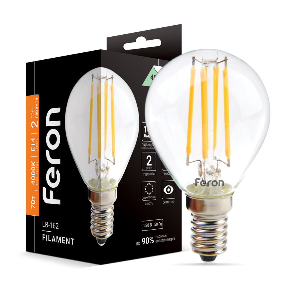 Світлодіодна лампа Feron Filament LB-162 7Вт E14 4000K Харків - фото 1